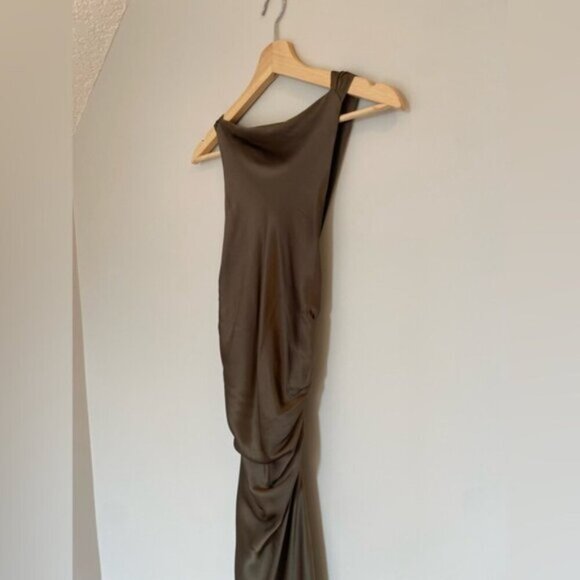 NEW Reformation Anaiis Long Silk Backless Dress Morel Brown | size 4 - Picture 12 of 15